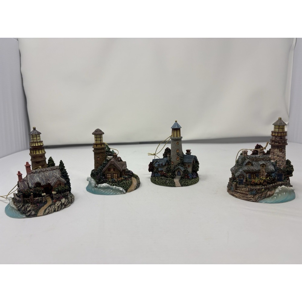 Vintage Thomas Kinkade Illuminated Series Ornaments set of 4